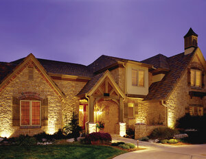 home exterior with landscape lighting service